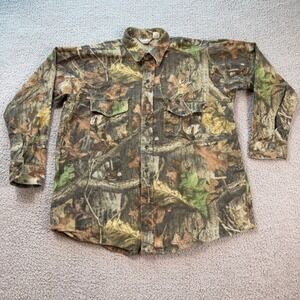Vintage Winter Run Mens XL Advantage Timber Camo Flannel Shirt Buck Made in USA